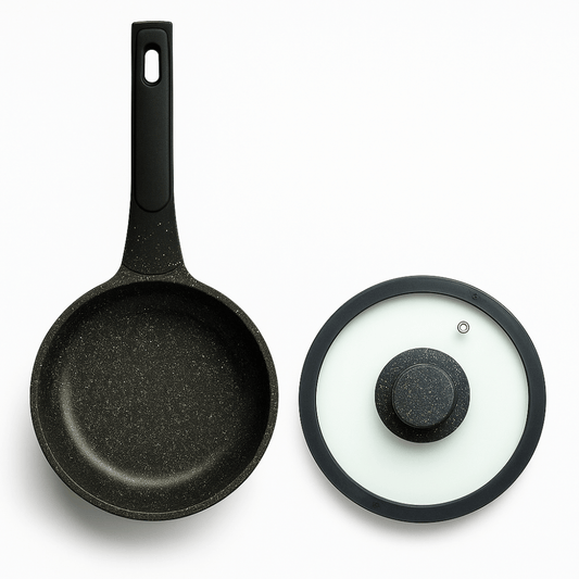 Sartén Antiadherente Mármol 18cm Tapa De Vidrio Renahouse