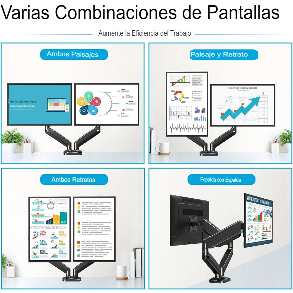 Soporte De Monitor Doble 17 A 33inch Brazos Flexibles An-110