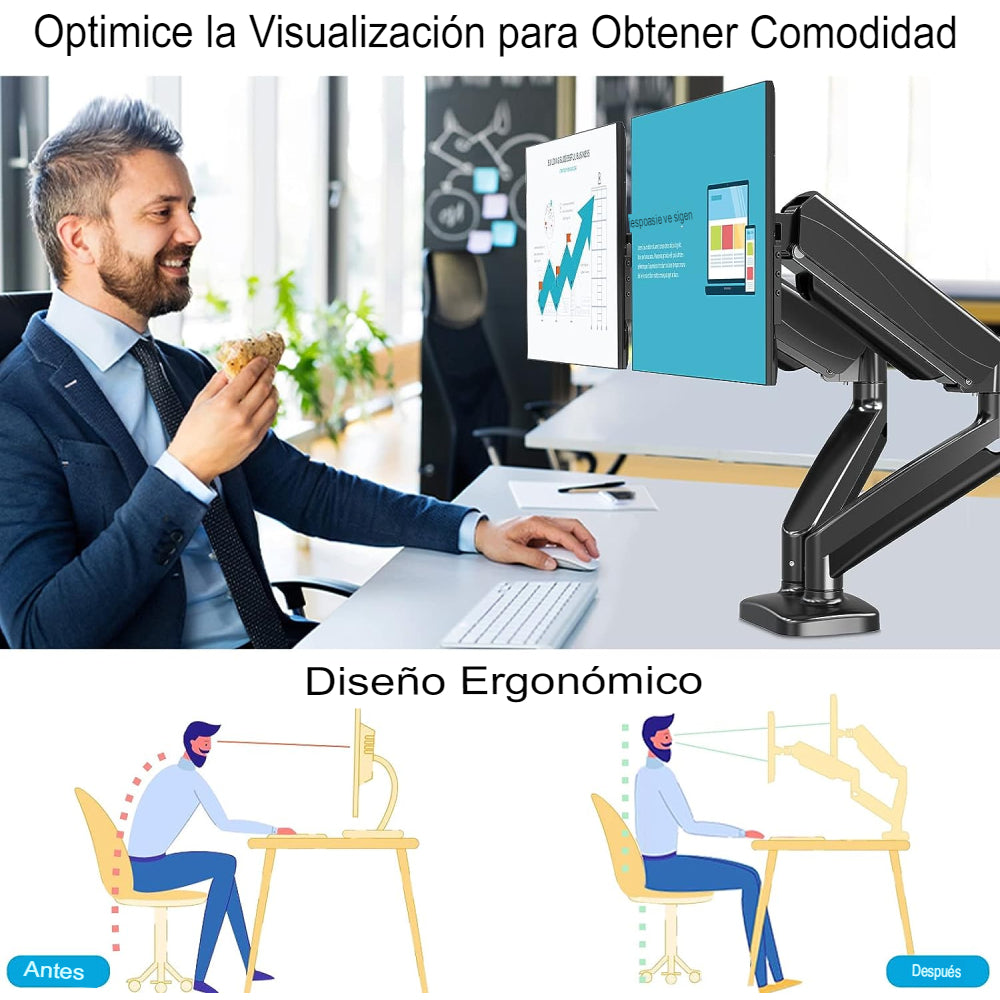 Soporte De Monitor Doble 17 A 33inch Brazos Flexibles An-110