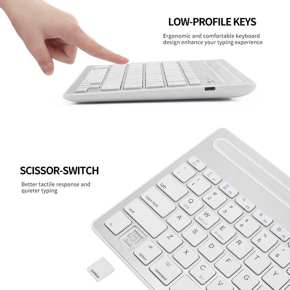Teclado Inalambrico Recargable Bluetooth 2 Canales As-199
