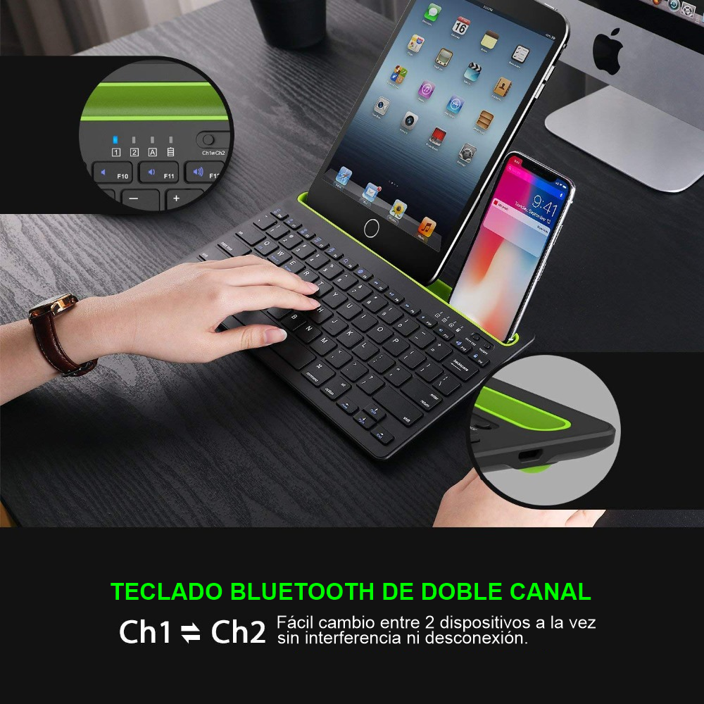 Teclado Inalambrico Recargable Bluetooth 2 Canales As-199
