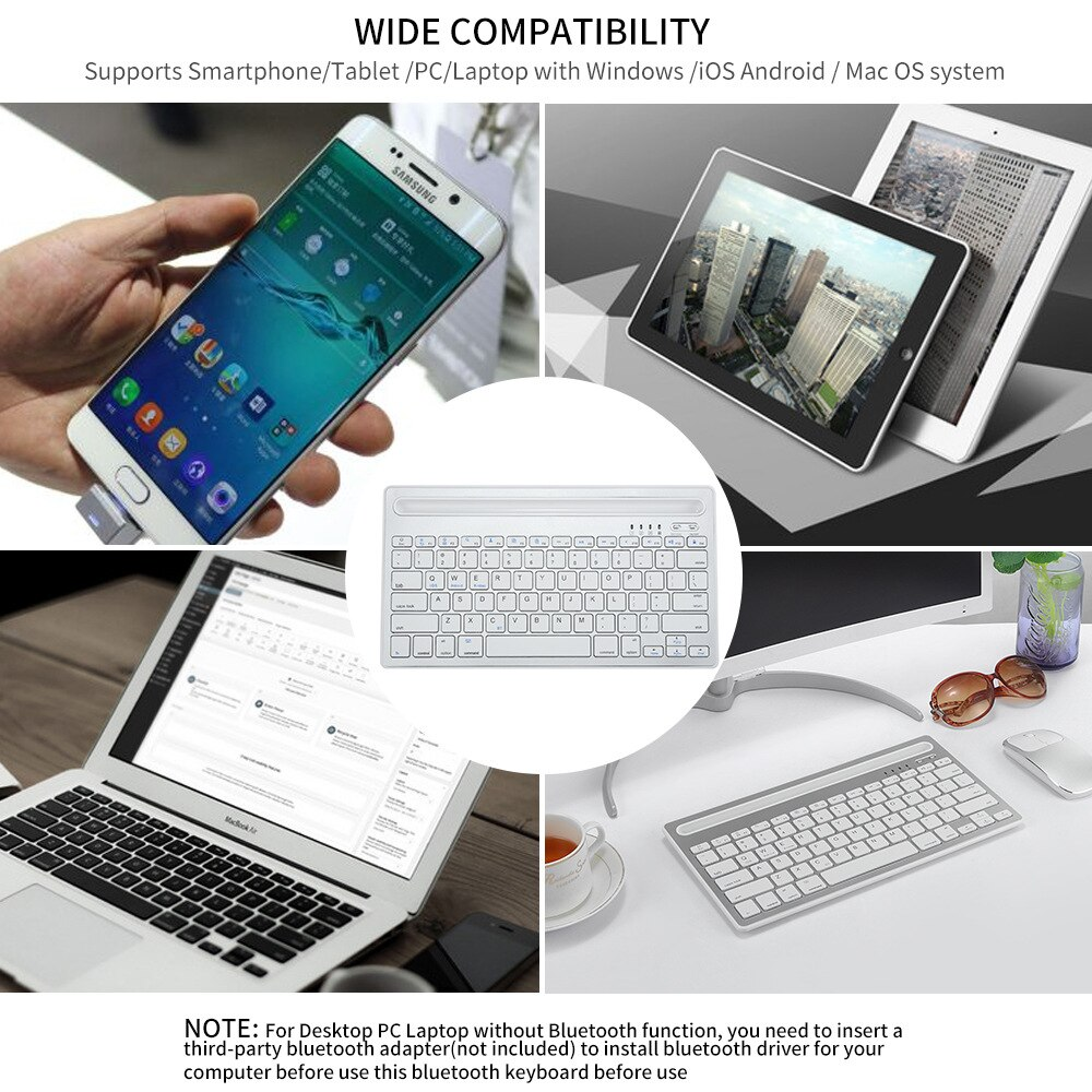 Teclado Inalambrico Recargable Bluetooth 2 Canales As-199