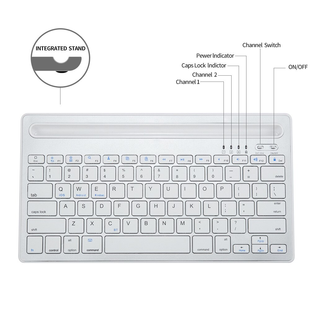 Teclado Inalambrico Recargable Bluetooth 2 Canales As-199