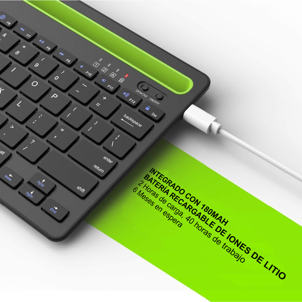Teclado Inalambrico Recargable Bluetooth 2 Canales As-199