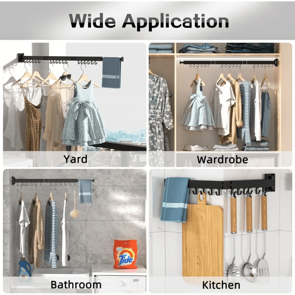 Tendedero Ropa Retractil Plegable 3 Brazos Gancho Extensible