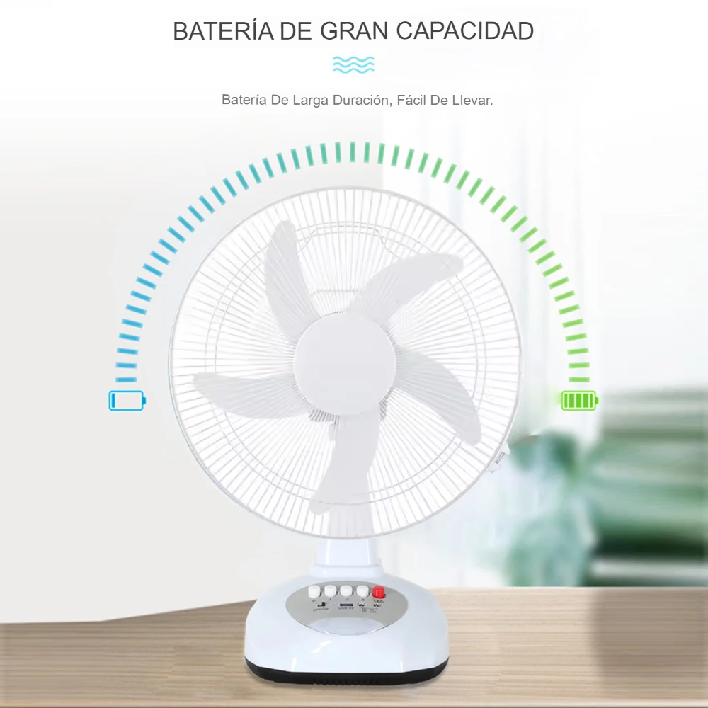 Ventilador Portátil 14inch Recargable Panel Solar Luces Led