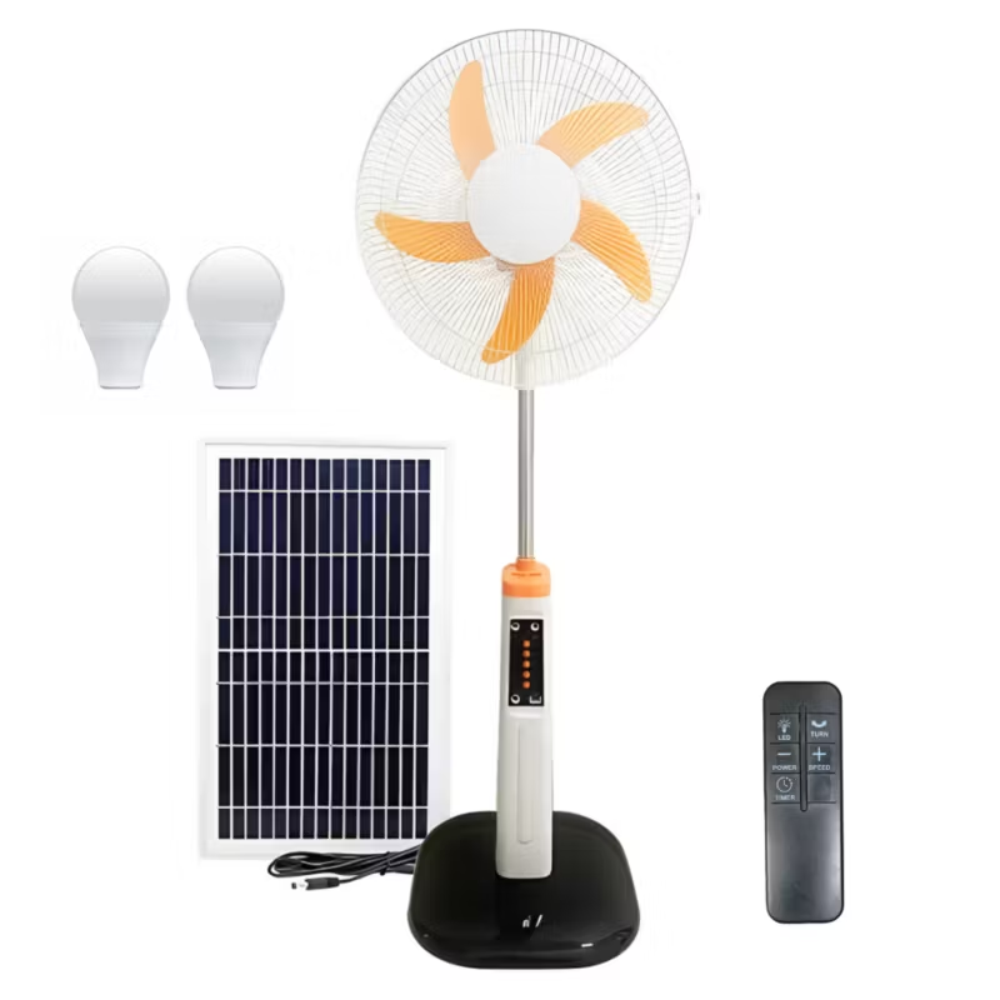 Ventilador Recargable 16in Panel Solar 5 Velocidades GD-8056