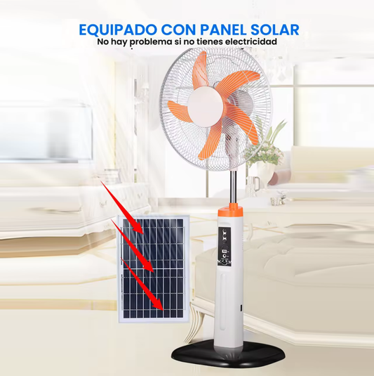 Ventilador Recargable 16in Panel Solar 5 Velocidades GD-8056