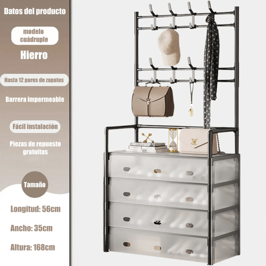 Organizador Zapatos Con Perchero Zapatero Acrilico 5 Niveles