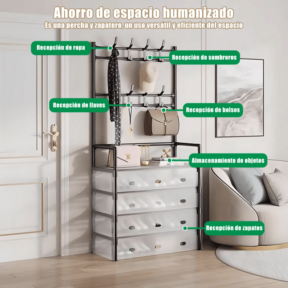 Organizador Zapatos Con Perchero Zapatero Acrilico 5 Niveles
