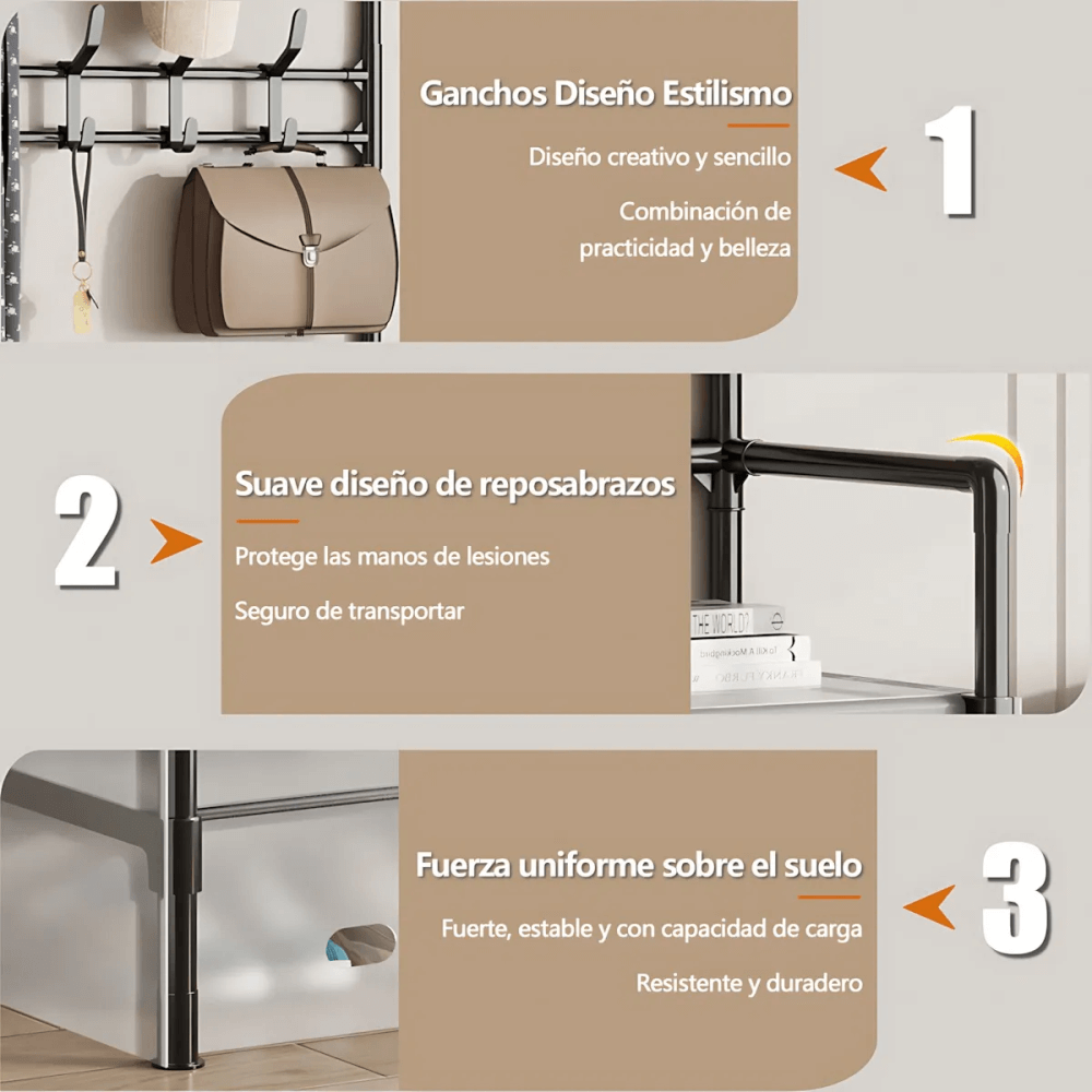 Organizador Zapatos Con Perchero Zapatero Acrilico 5 Niveles