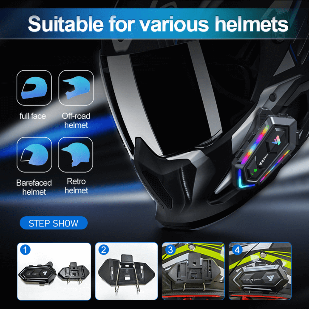 Intercomunicador Casco Moto Llamada Bluetooth Kr-m2 Luz Rgb