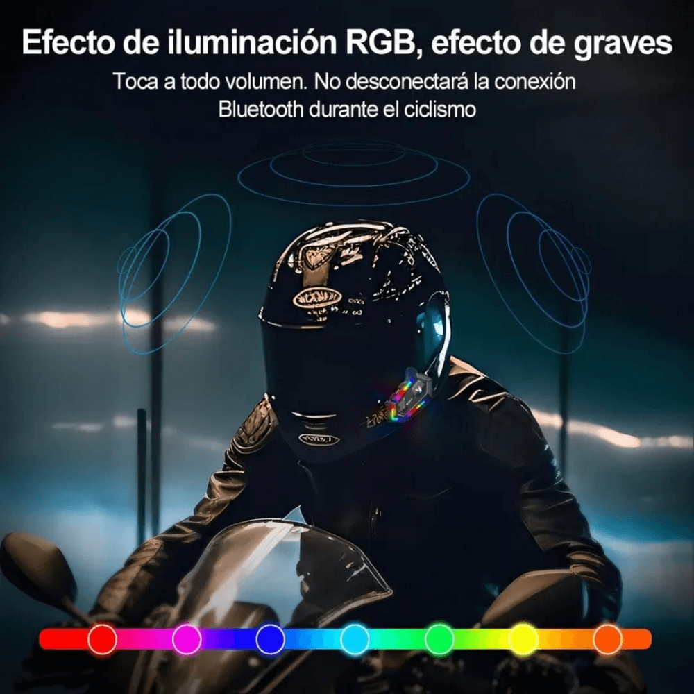 Intercomunicador Casco Moto Llamada Bluetooth Kr-m2 Luz Rgb