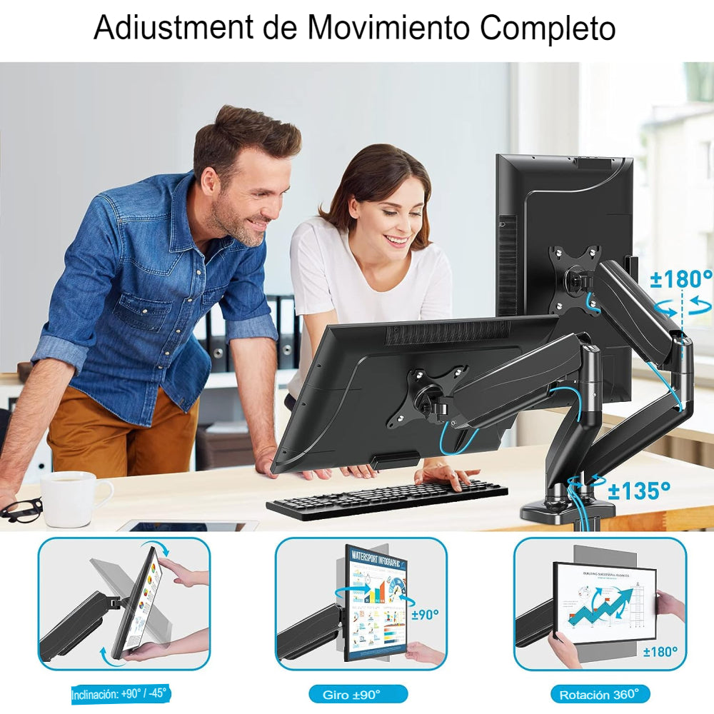 Soporte De Monitor Doble 17 A 33inch Brazos Flexibles An-110