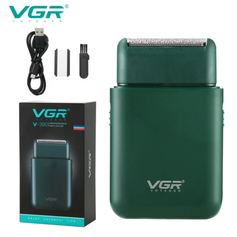 VGR Afeitadora Eléctrica Rasuradora Recargable V-390 BlackGreen