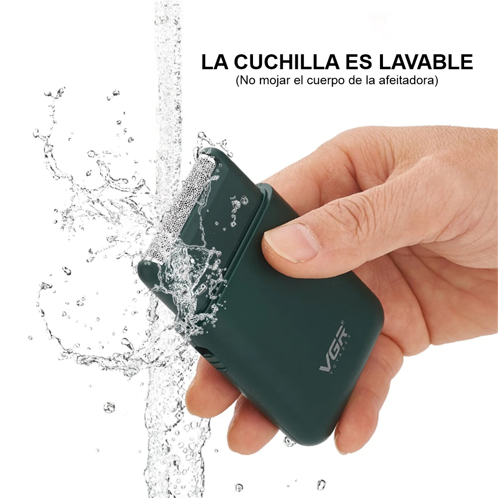 VGR Afeitadora Eléctrica Rasuradora Recargable V-390 BlackGreen