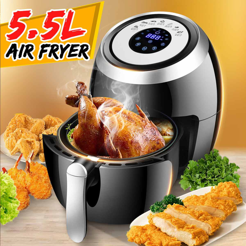 Freidora de Aire Sin Aceite LED Táctil Air Fryer Oven 5.5lt Swisshome