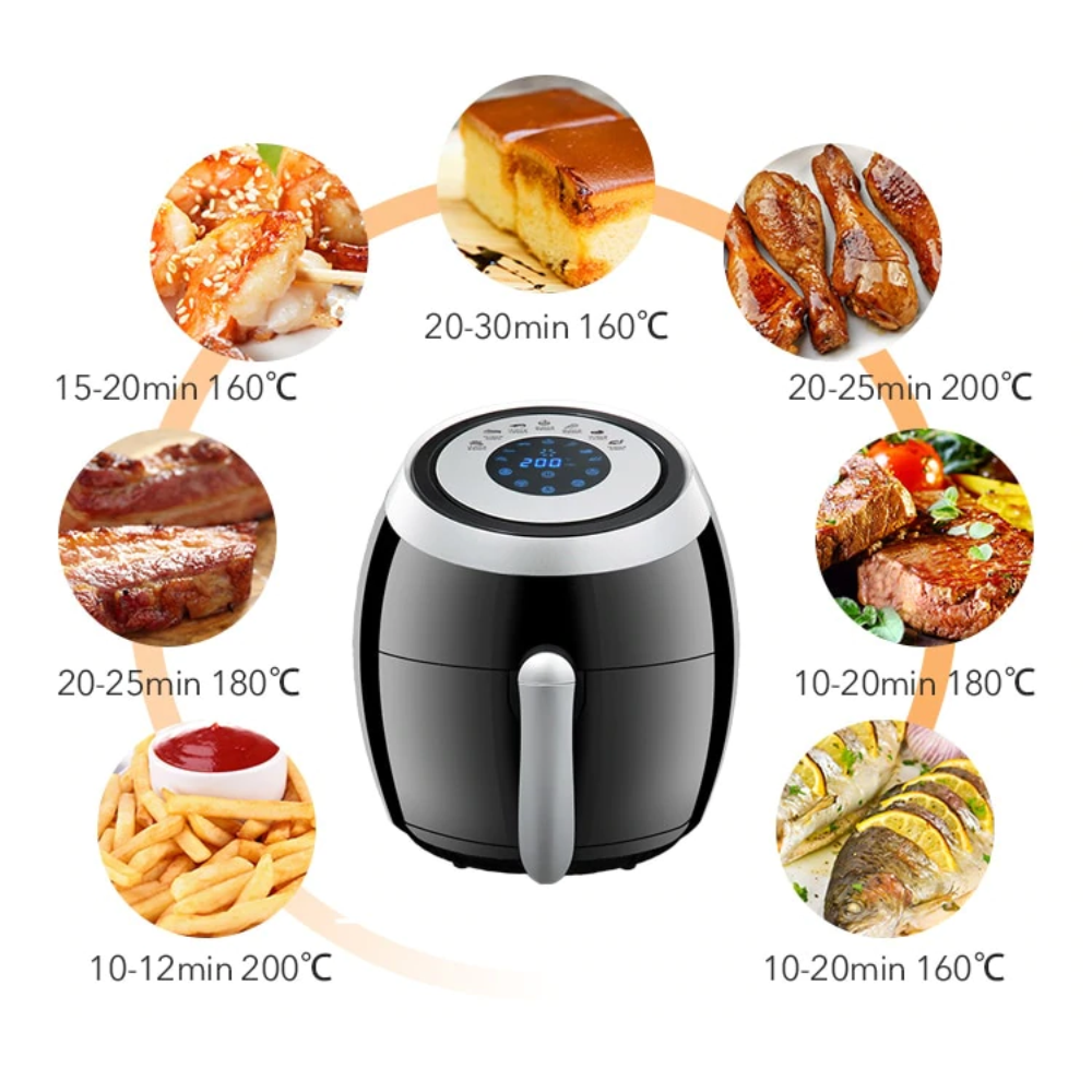 Freidora de Aire Sin Aceite LED Táctil Air Fryer Oven 5.5lt Swisshome