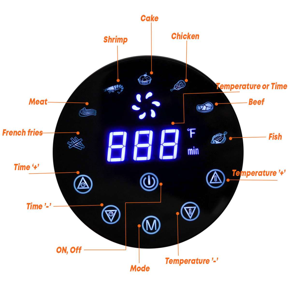 Freidora de Aire Sin Aceite LED Táctil Air Fryer Oven 5.5lt Swisshome