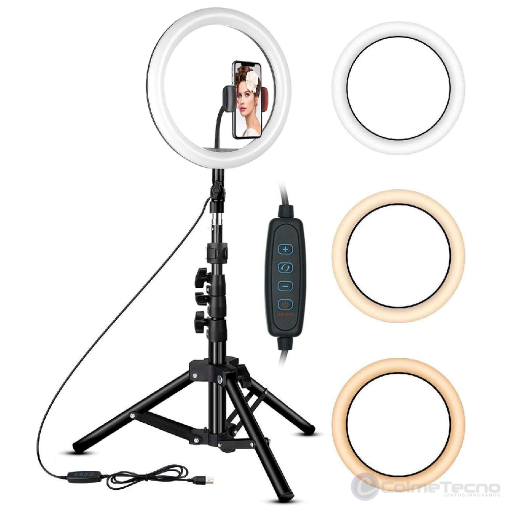 Aro De Luz Led Regulable 26cm Soporte Para Móvil, Cámaras