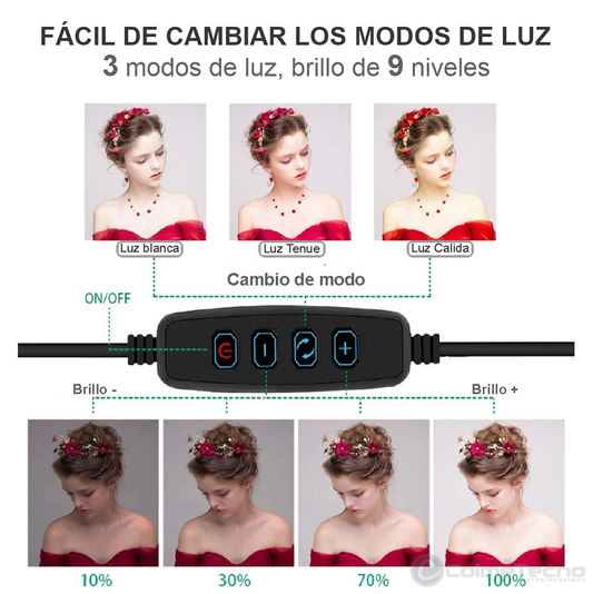 Aro De Luz Led Regulable 26cm Soporte Para Móvil, Cámaras + Trípode