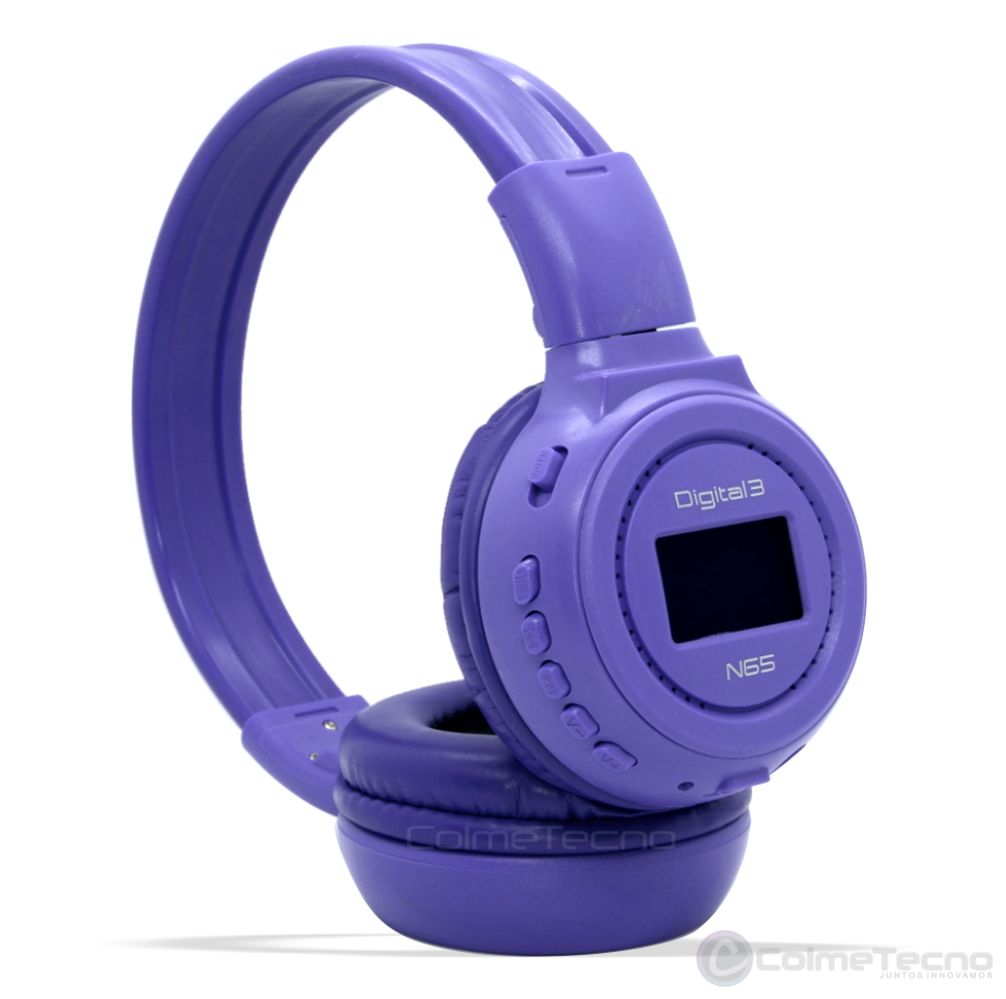 Audífonos Recargables Bluetooth N65 Pantalla LED USB SD FM