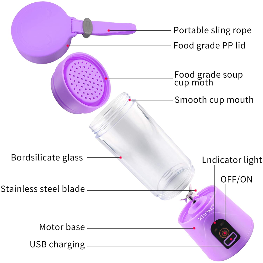 Mini Licuadora Batidora Personal Portátil Recargable Juice Blender