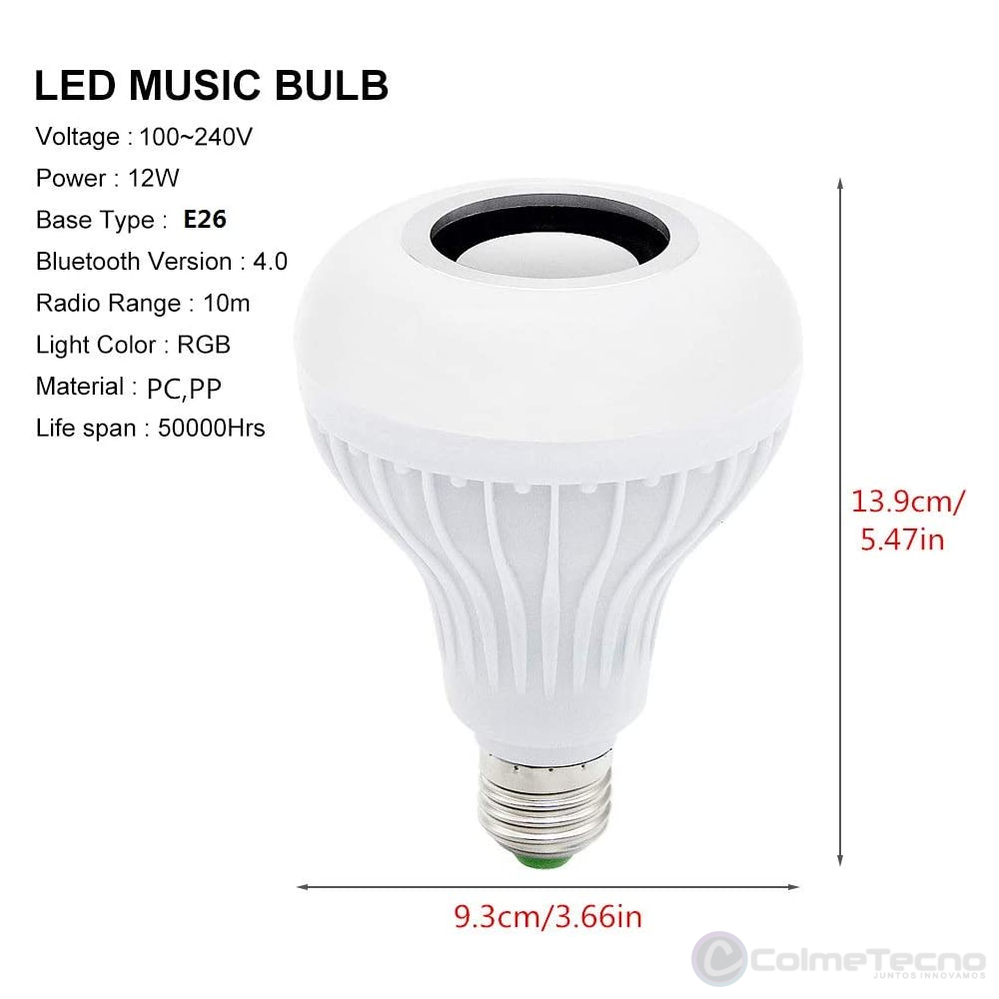 Bombillo Bluetooth Con Altavoz Luz LED RGB + Control Remoto