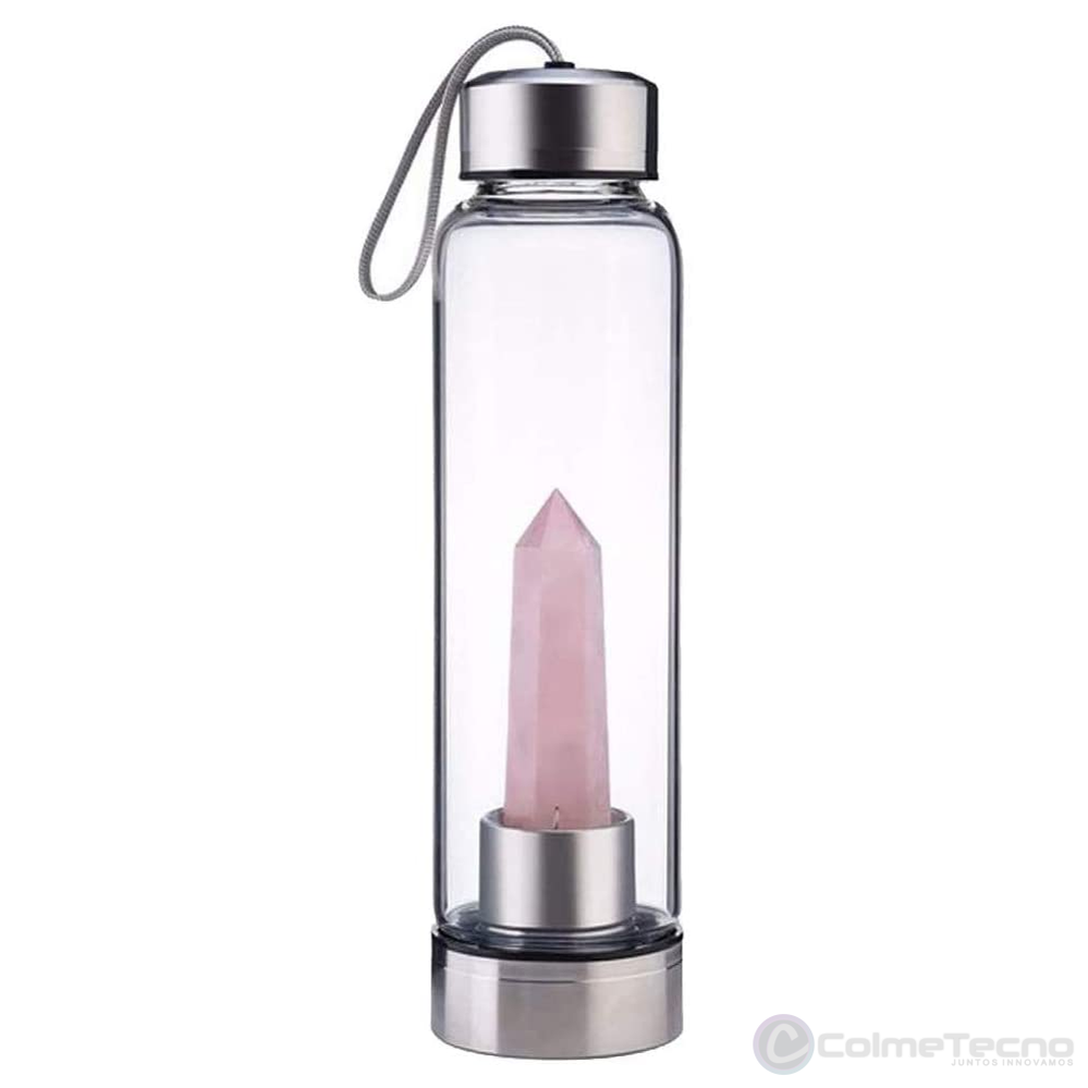 Botella De agua Con Cuarzo Termo de Cristal Natural