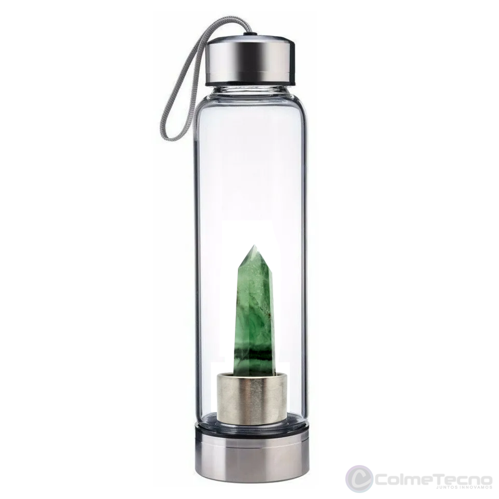 Botella De agua Con Cuarzo Termo de Cristal Natural