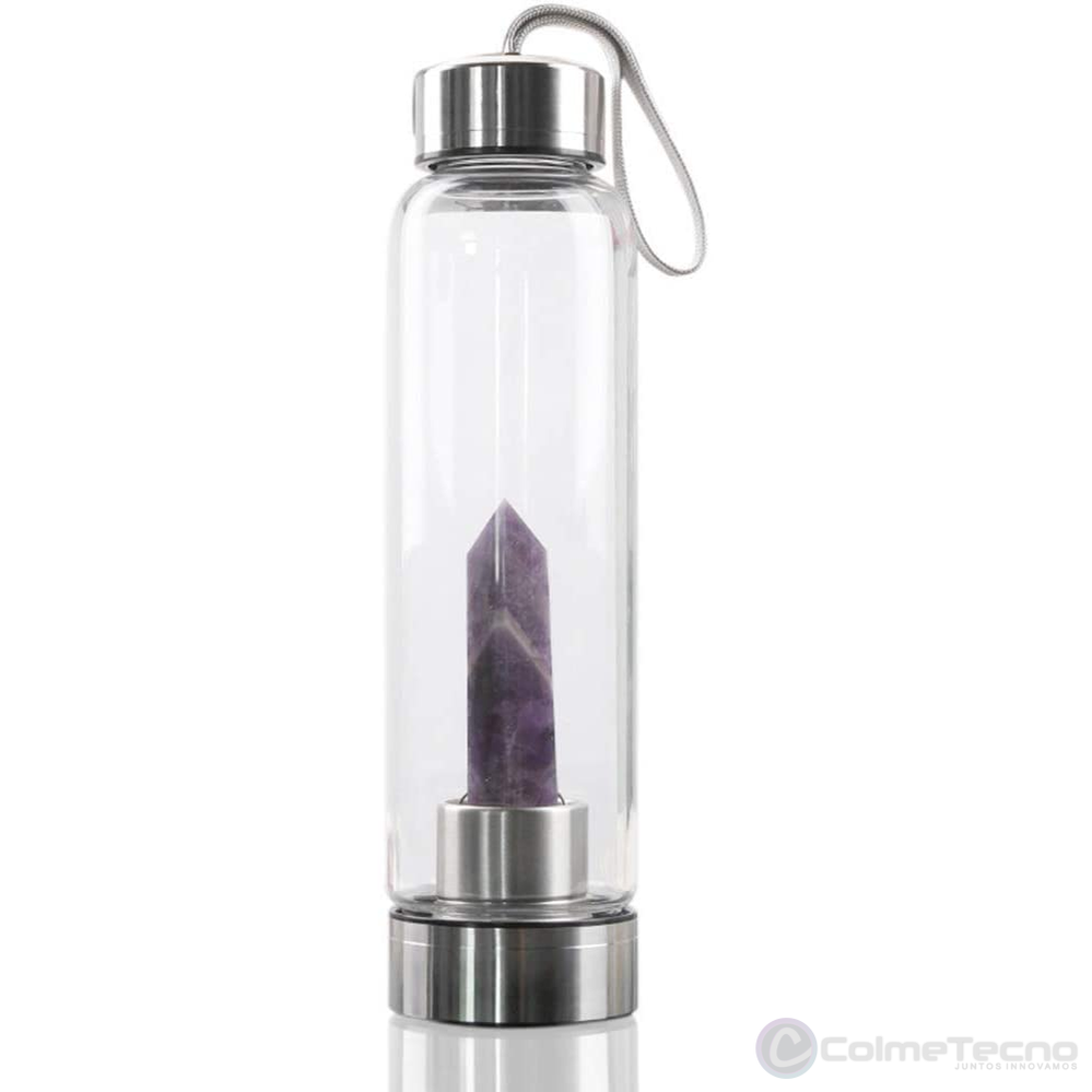 Botella De agua Con Cuarzo Termo de Cristal Natural