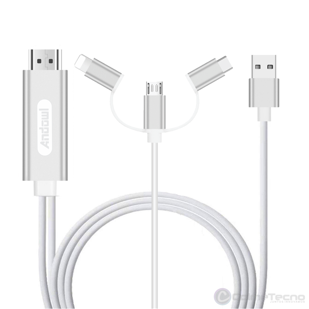 Cable 3 En 1 HDTV Adaptador Para Celular HDMI Android IOs