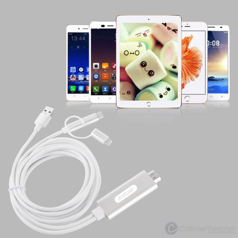 Cable 3 En 1 HDTV Adaptador Para Celular HDMI Android IOs