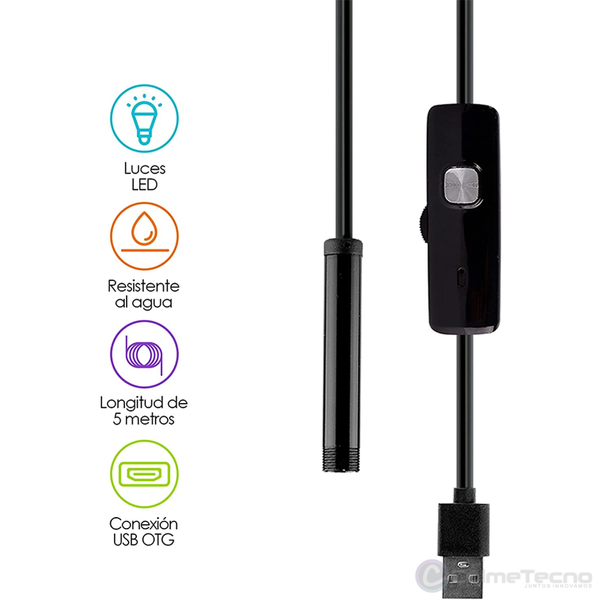 Cámara HD Endoscopio Para Android Con Luz LED Integrada 5M – COLMETECNO