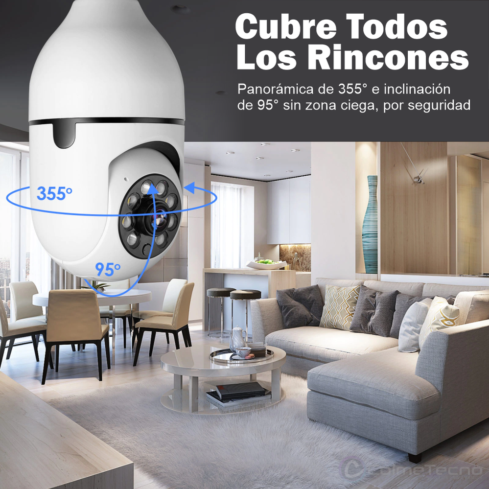 Cámara De Seguridad IP Wifi 1080P Full HD Bombillo Motorizado 360°