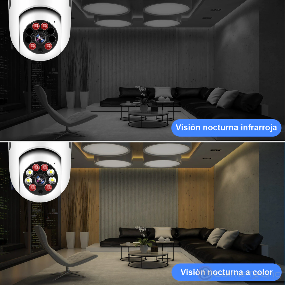 Cámara De Seguridad IP Wifi 1080P Full HD Bombillo Motorizado 360°
