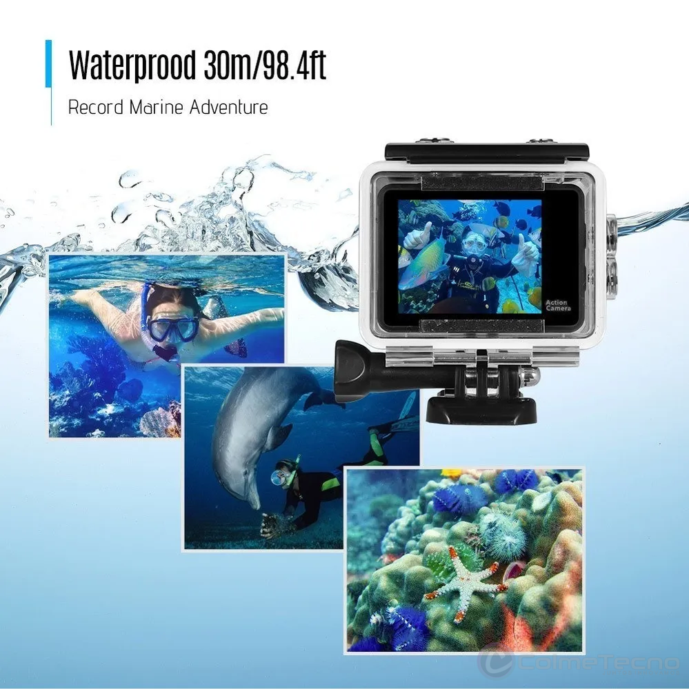 Cámara Deportiva Sumergible 30m Wifi 4K Ultra HD Dual LCD K2