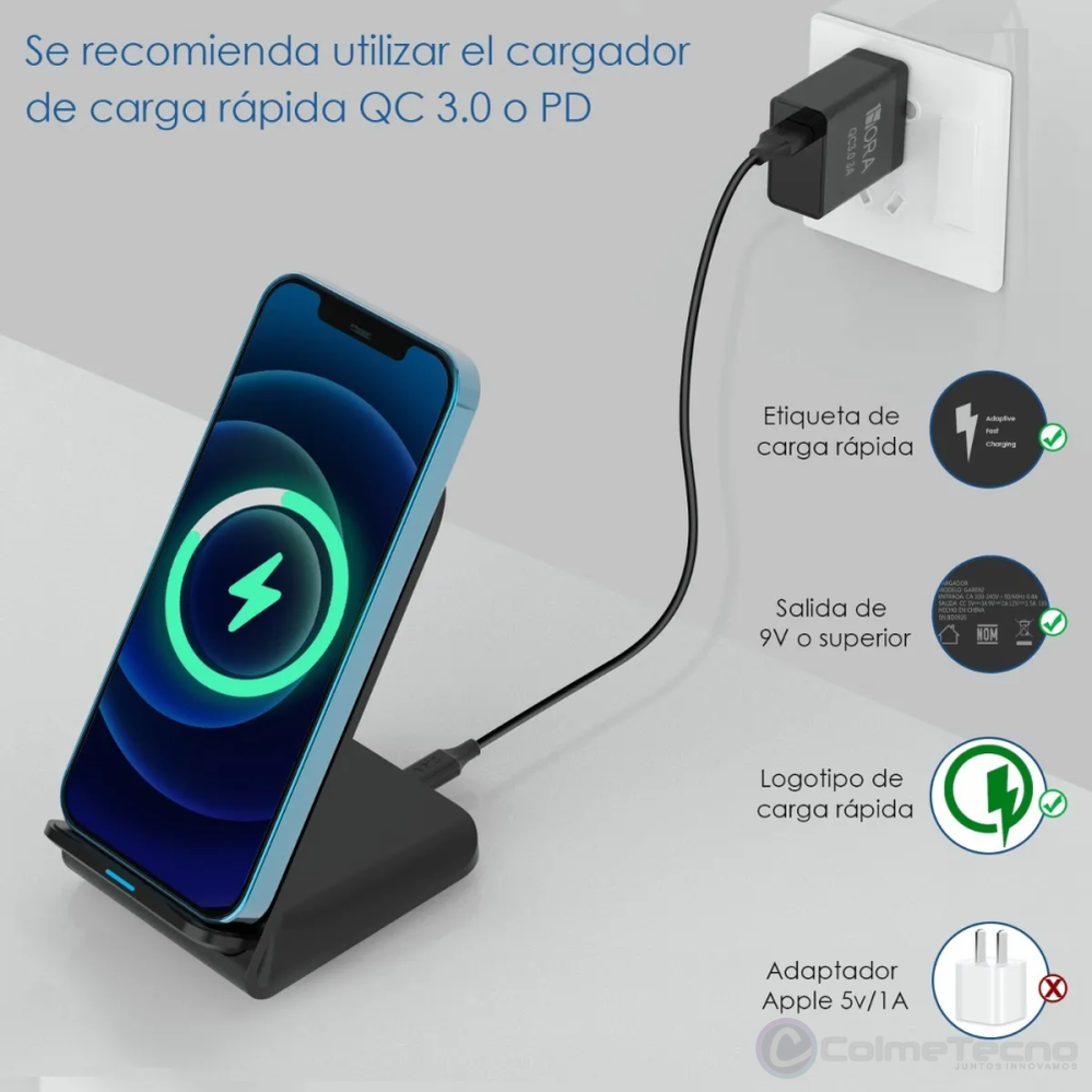 1Hora Cargador Inalambrico Carga Rápida Universal QI GAR157