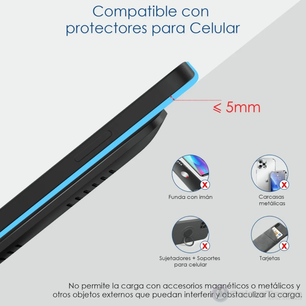 1Hora Cargador Inalambrico Carga Rápida Universal QI GAR157