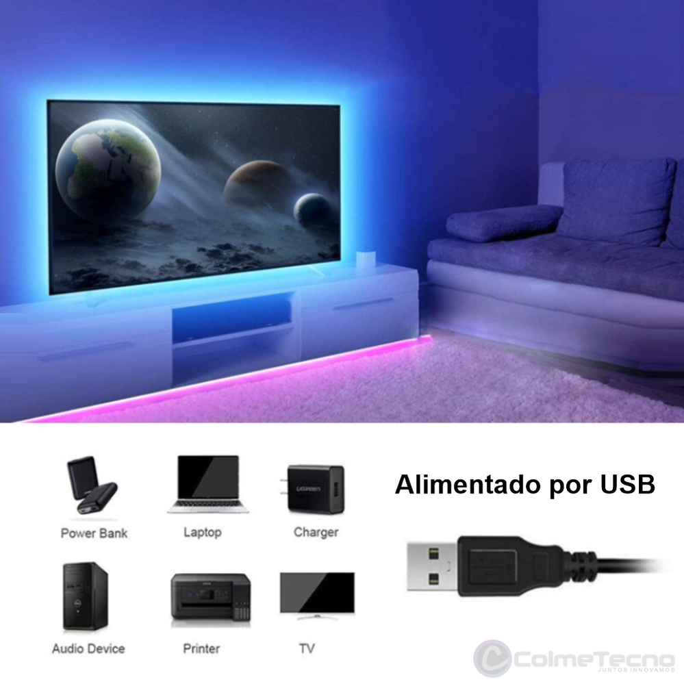 Cinta De Luz Led RGB 5metros App Bluetooth Modo Musica USB