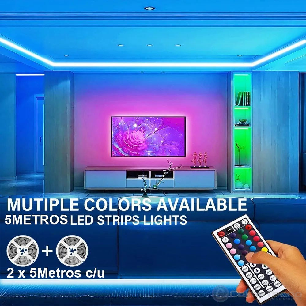 Cinta De Luz LED RGB 10Mt Control Remoto Adaptador 12V