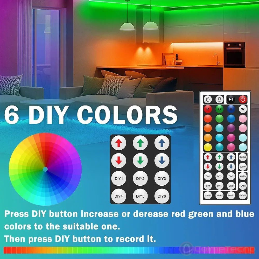 Cinta De Luz LED RGB 10Mt Control Remoto Adaptador 12V
