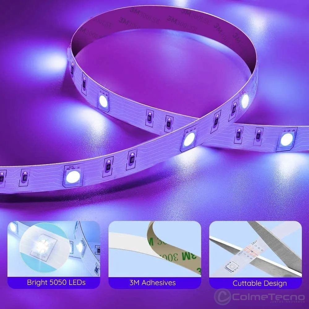 Cinta De Luz LED RGB 10Mt Control Remoto Adaptador 12V