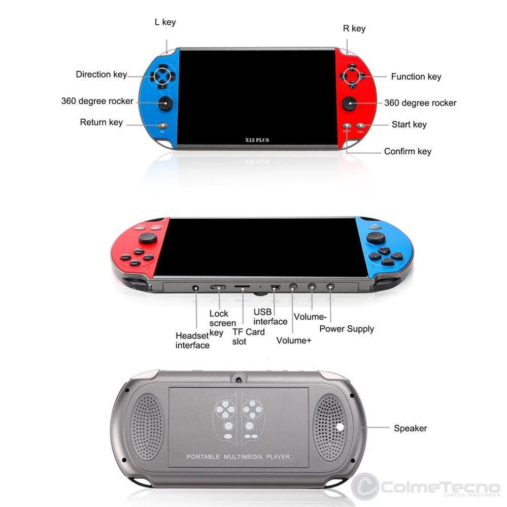 Consola de Juegos PSP X12 PLUS de 7" Emulador de Juegos 16Gb