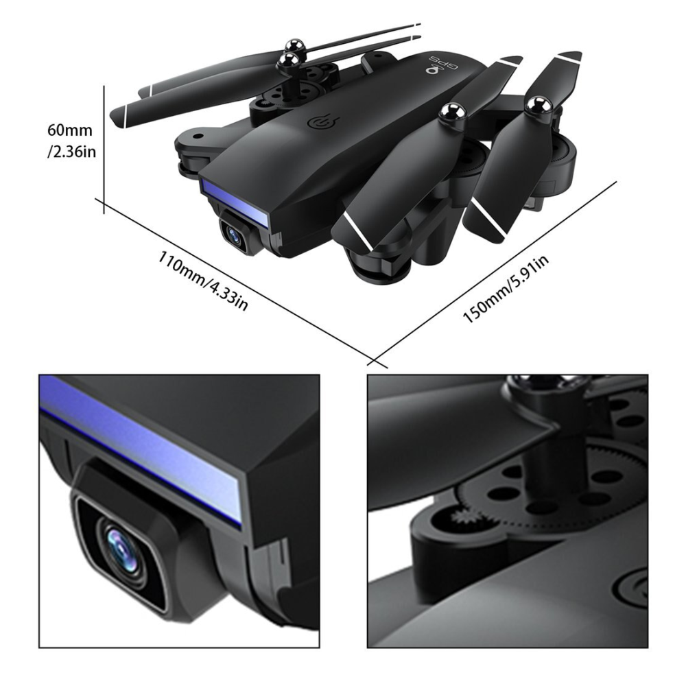 Drone Plegable DM107S Dual Cámara Wifi Full HD + Estuche + Batería
