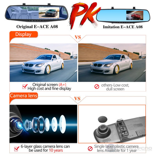 Cámara Carro Dash Cam Espejo DVR 4.1inch Full HD + Trasera