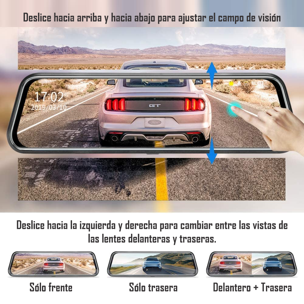 Espejo Retrovisor Táctil 10inch Dual Cámara FHD 1080p M1-10
