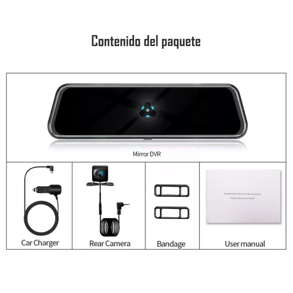 Espejo Retrovisor Táctil 10inch Dual Cámara FHD 1080p M1-10