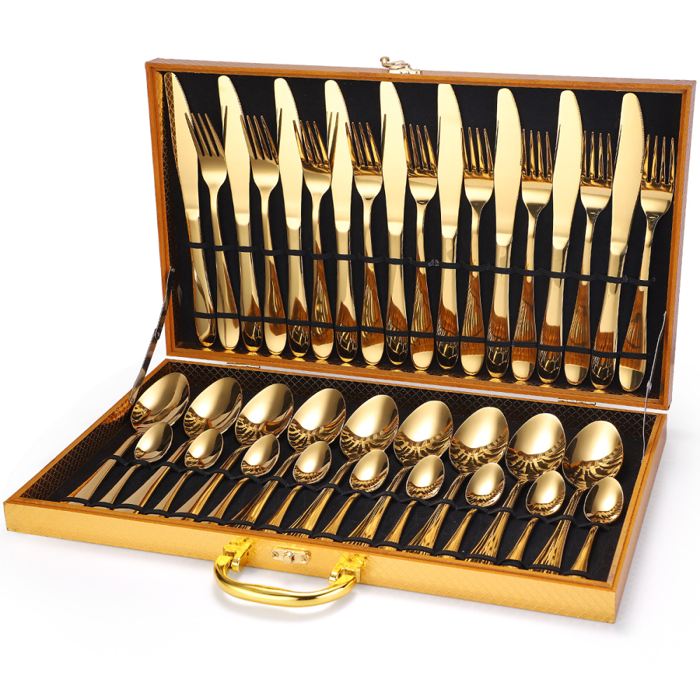 Juego De Cubiertos Acero Inoxidable 9 Puestos 36 piezas Estuche Lujo