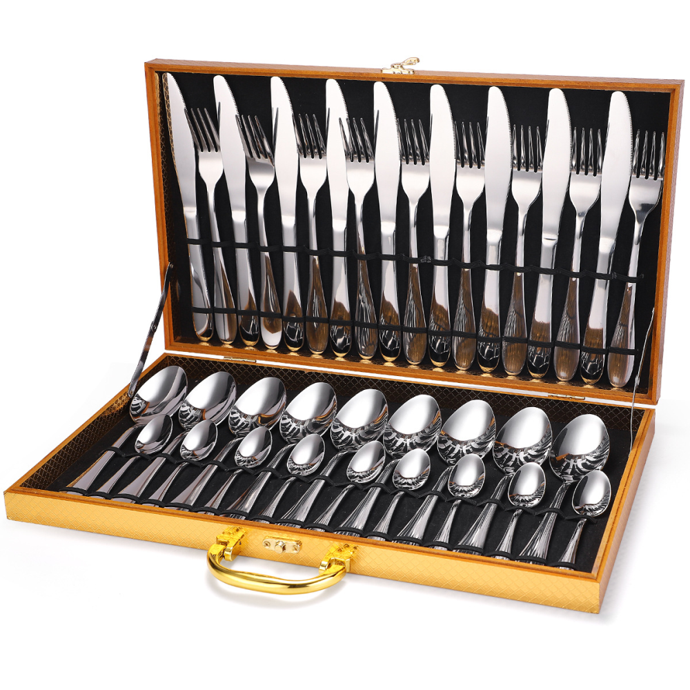 Juego De Cubiertos Acero Inoxidable 9 Puestos 36 piezas Estuche Lujo